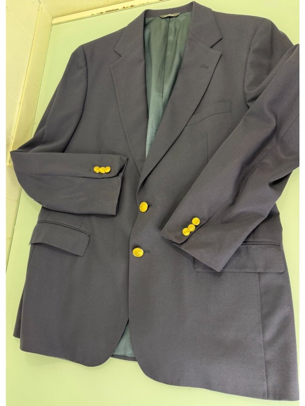 VTG Polo Ralph Lauren University Club Blazer Mens 44R Wool Navy Gold Button USA